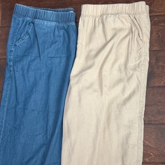 Croft & Barrow Linen Blend & 100% Cotton Wide Leg Pull On Pants XL - Lot of 2 - Picture 2 of 11